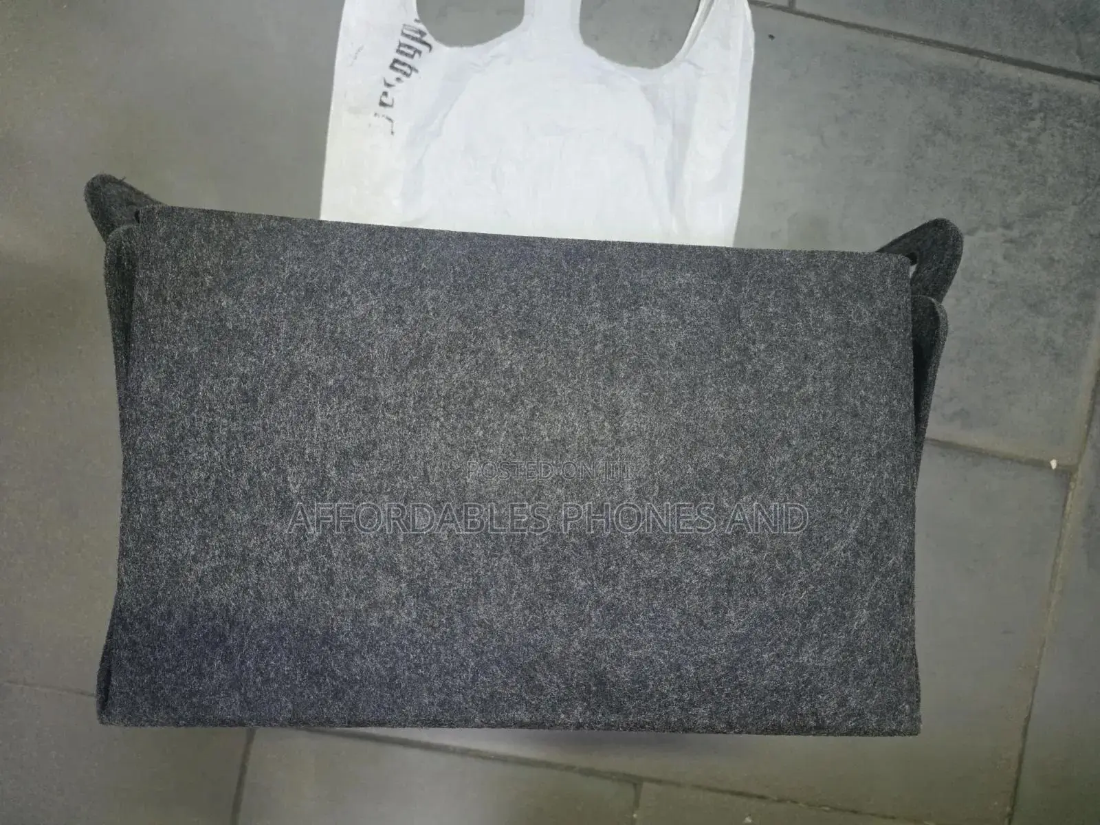 Charcoal Grey Felt Storage Basket With Handles