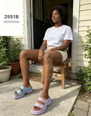 ZHIXIN 2551B Double Gold Buckle Platform Slides