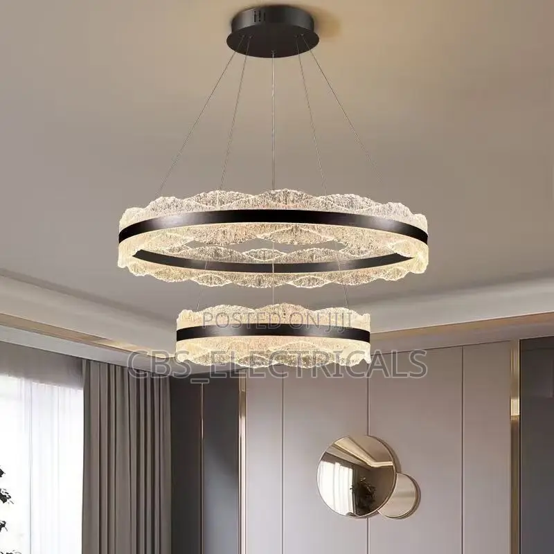 Two-Tier Crystal Ring Pendant Chandelier (Remote Controlled)