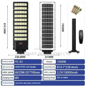 50 Eyes Solar 1000W Street Lights-18000mAh Long Battery Life 24hrs