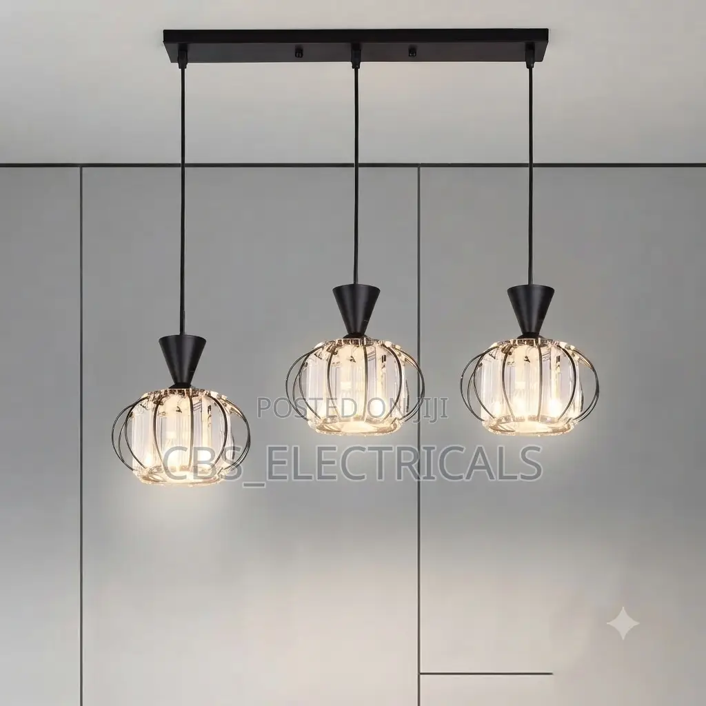 Modern Triple Crystal Black Cage Pendant Chandelier – CBS-ELECTRICALS