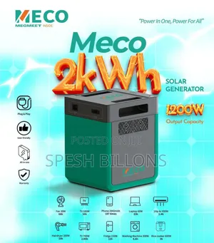 Meco 2kWh Smart Solar Gen, 2000Wh Battery Capacity 1200W Output Power