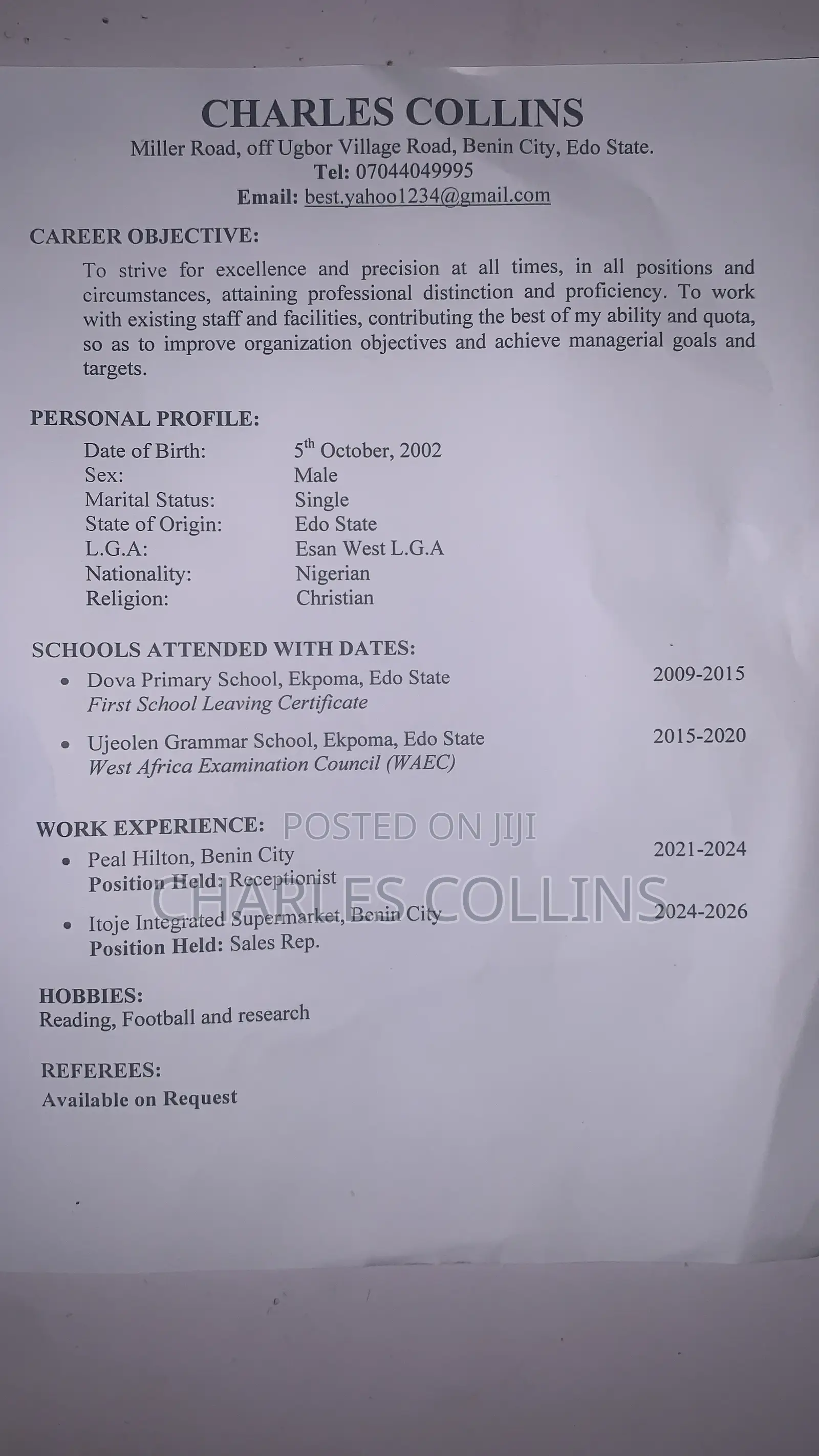 Laundry Staff/ Dry Cleaner CV Available