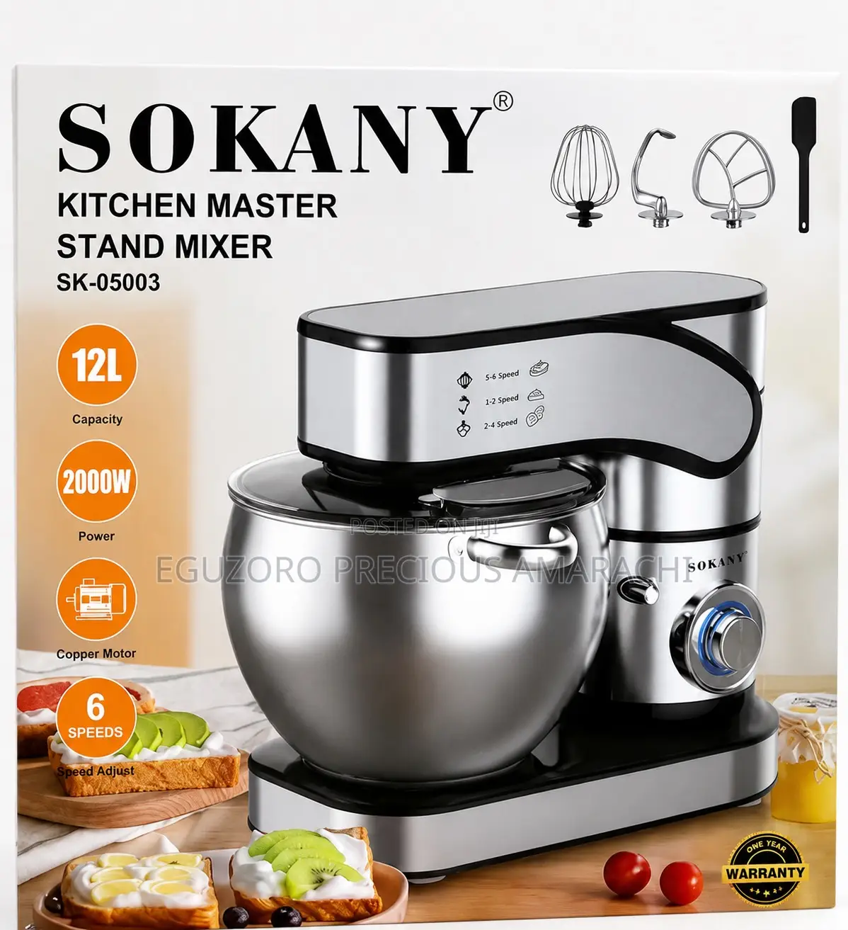 Sokany 12L Kitchen Master Stand Mixer-2000w