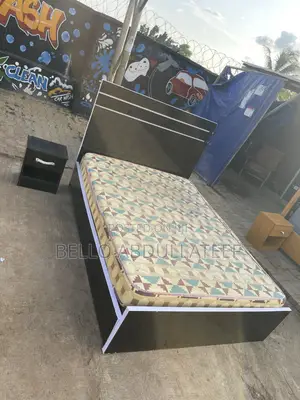 4 and Half by 6 Bed and Bedframe With Bed Side Stool