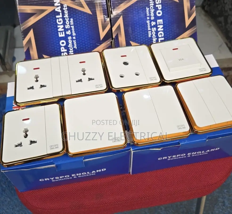 White Gold Trim Switches and Socket