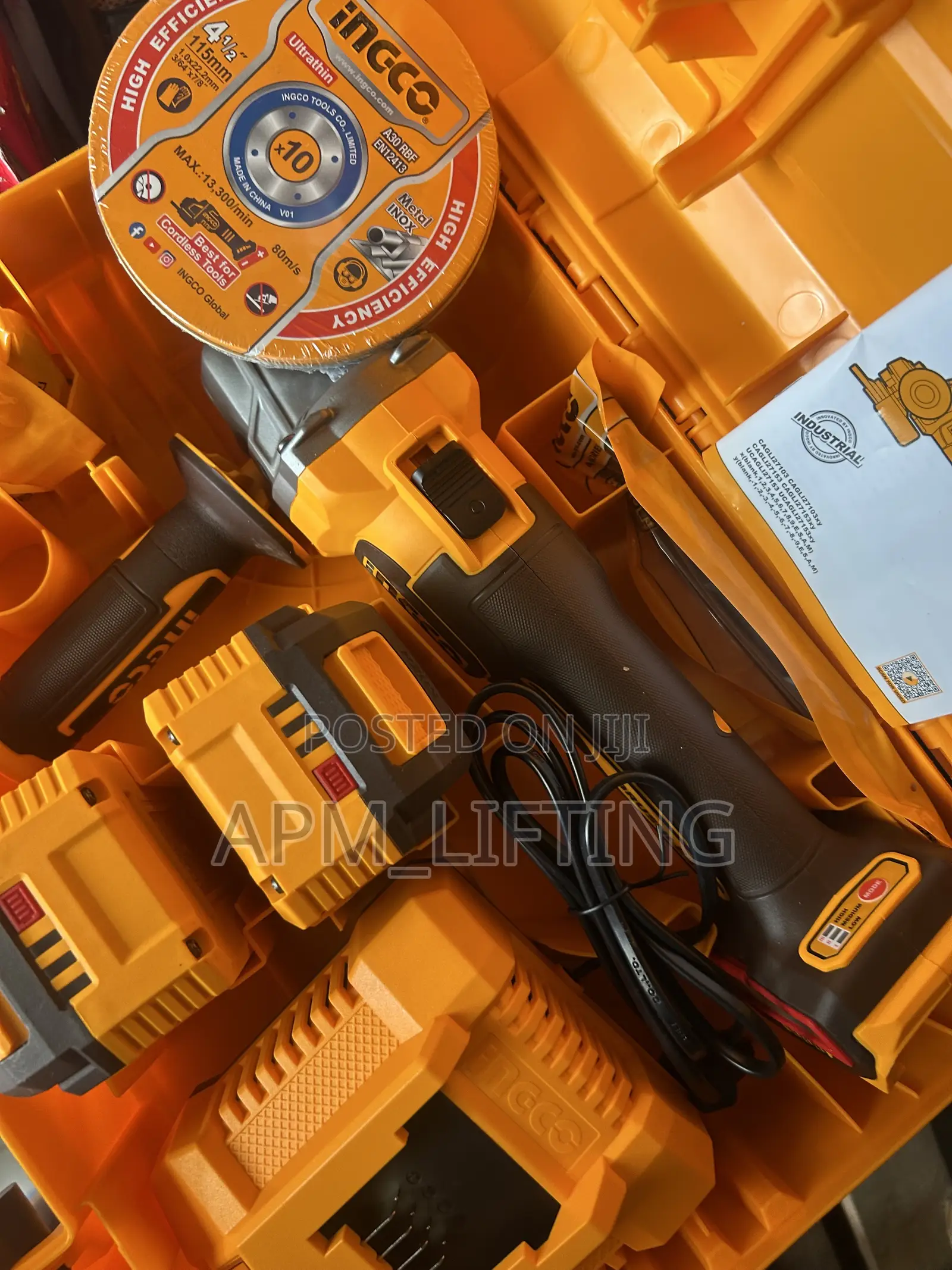 Electrical Filing Machine Ingco 20V Cordless Angle Grinder Kit