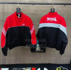 Vintage Red Black Half-Zip Windbreaker Jacket – Unisex