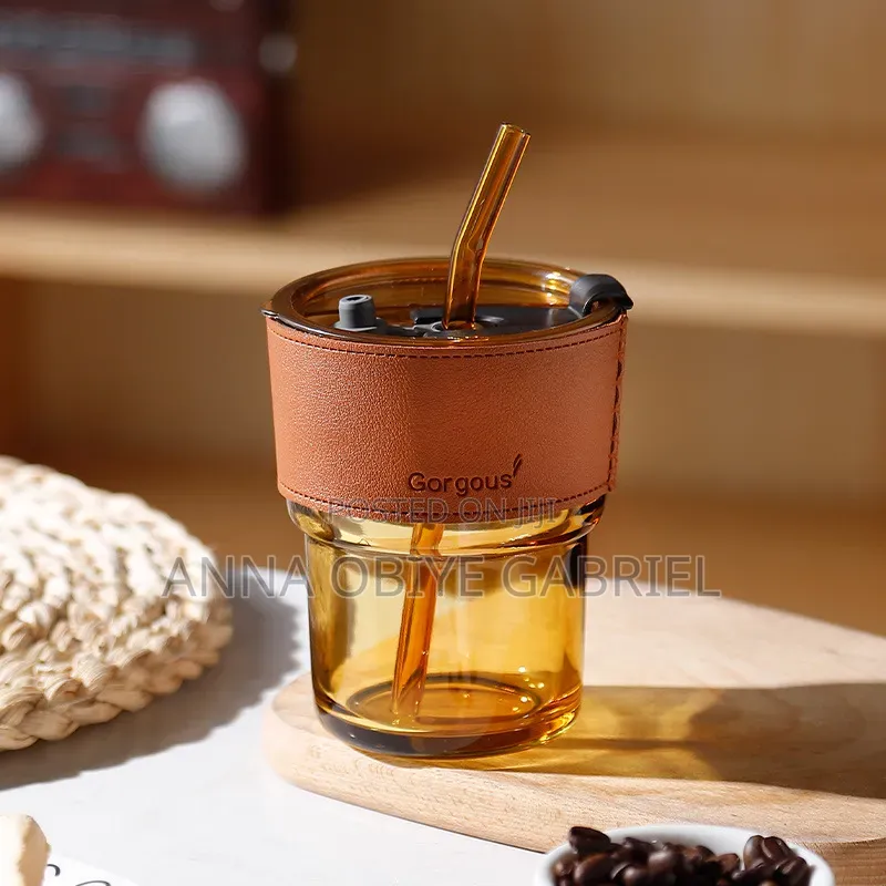 Glass Cup With Straw