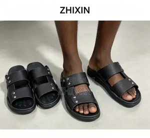 ZHIXIN 703A Men Leather Texture Slide Sandals Size 40–45