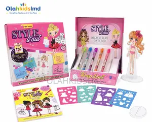 Style It Out Fashion Design Book Dress Up Doll Gel Pens Kit 5+