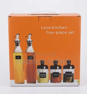 Five Pieces Oil Bottle Love Kitchen Set