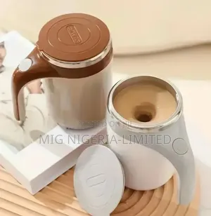 Multi-Functional Magnetized Stirring Cup- White Color an Coffee Brown