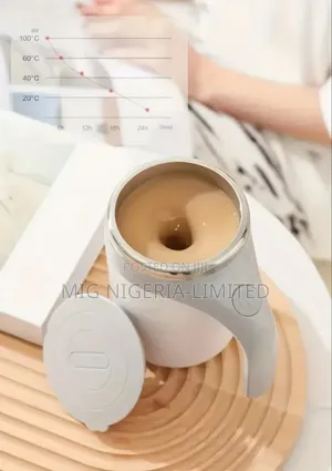 Multi-Functional Magnetized Stirring Cup- White Color an Coffee Brown