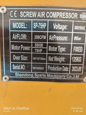 High Quality 75hp Screw Compressor