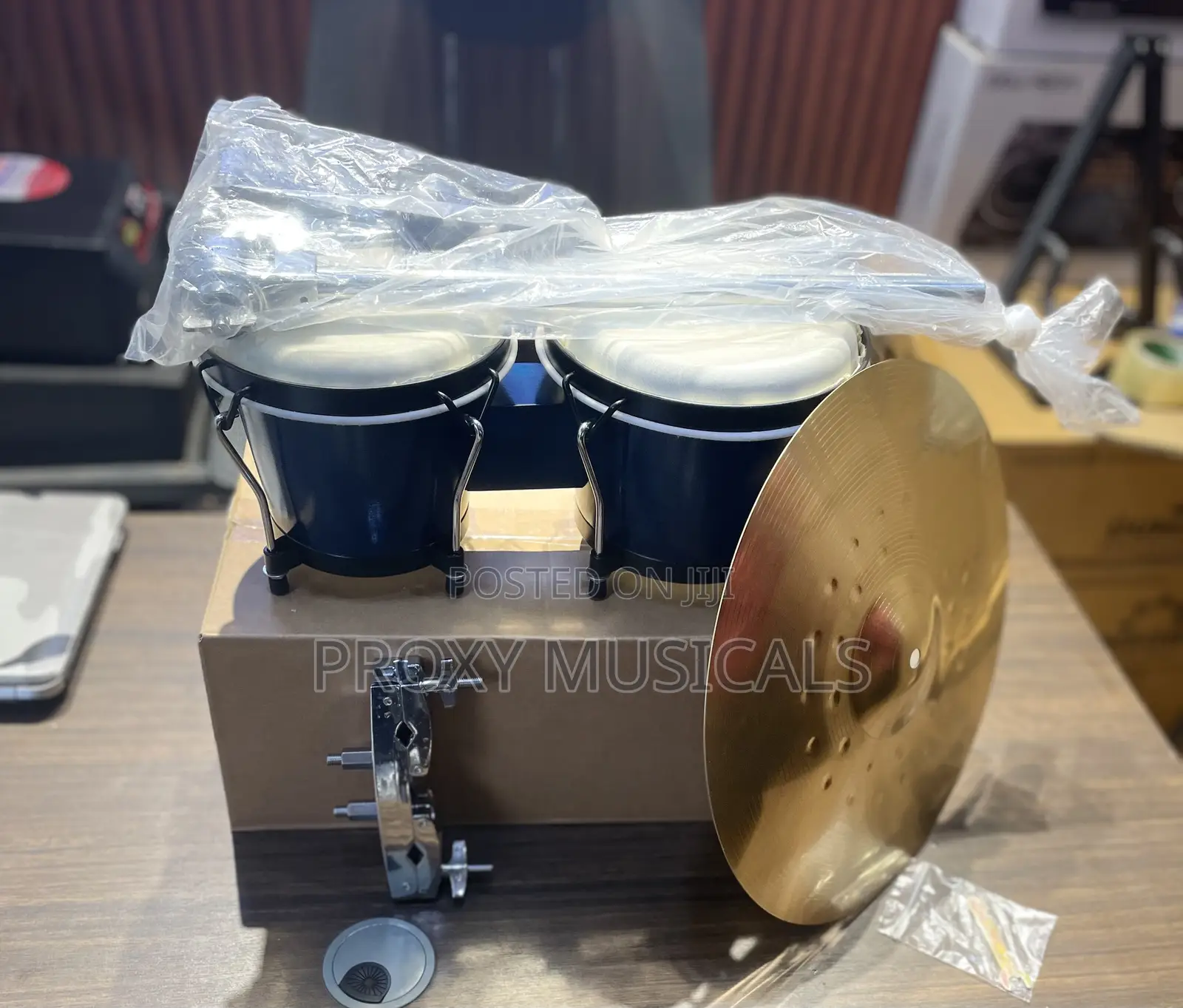 Bongo Drum, Complete Set With Cymbal Stand