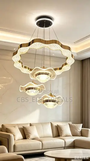 Luxury Wave Ring Flower Pendant Chandelier