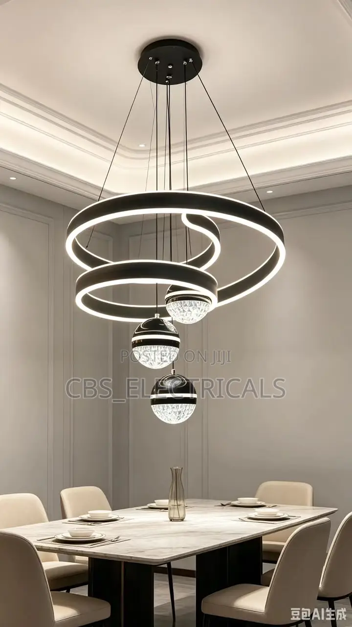 Modern Spiral Ring Crystal Orb Pendant Chandelier