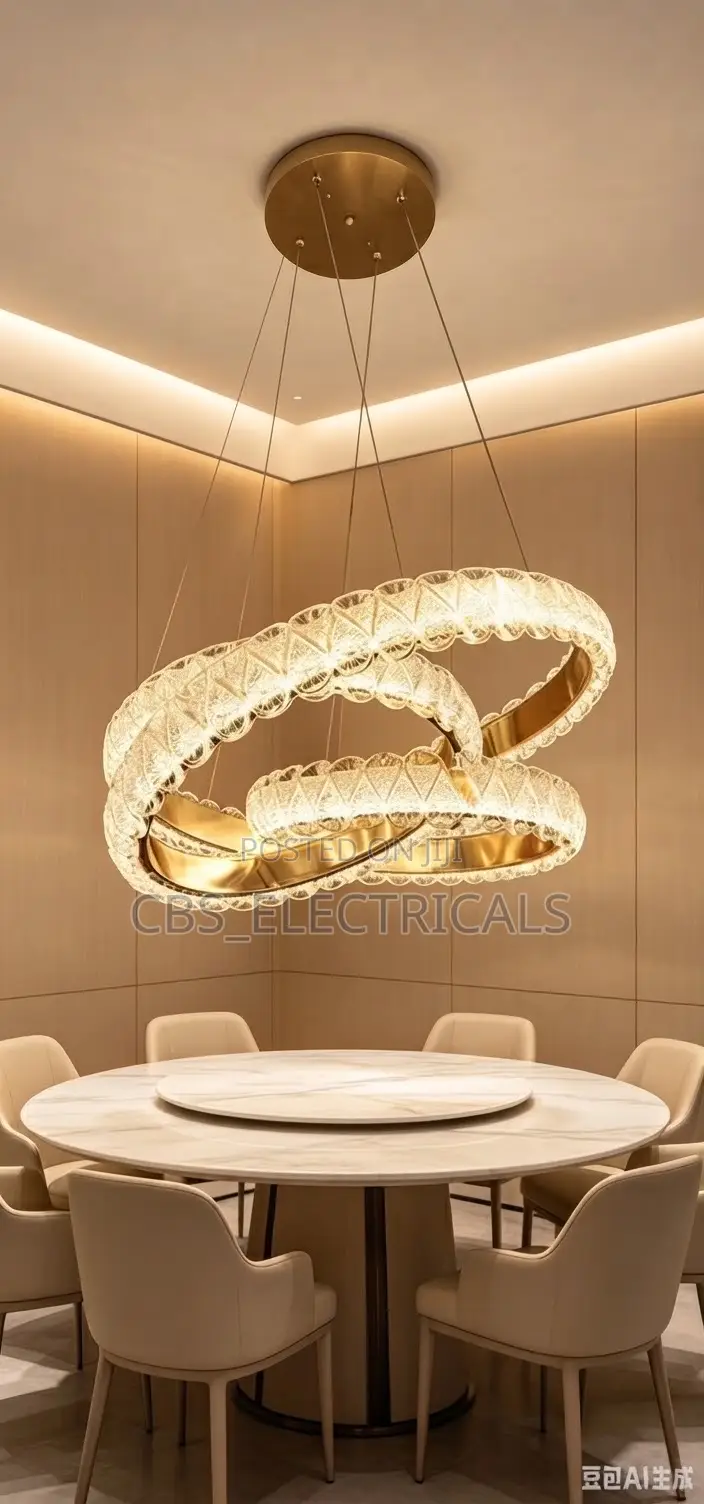 Luxury Interlocking Crystal Ring Pendant Chandelier