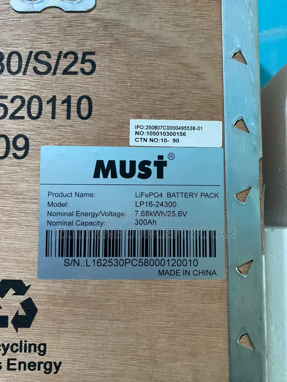 7.68kwh 25.6v Must Lithium Battery