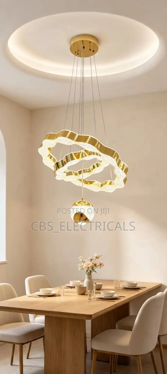 Wavy Crystal Ring Orb Pendant Chandelier