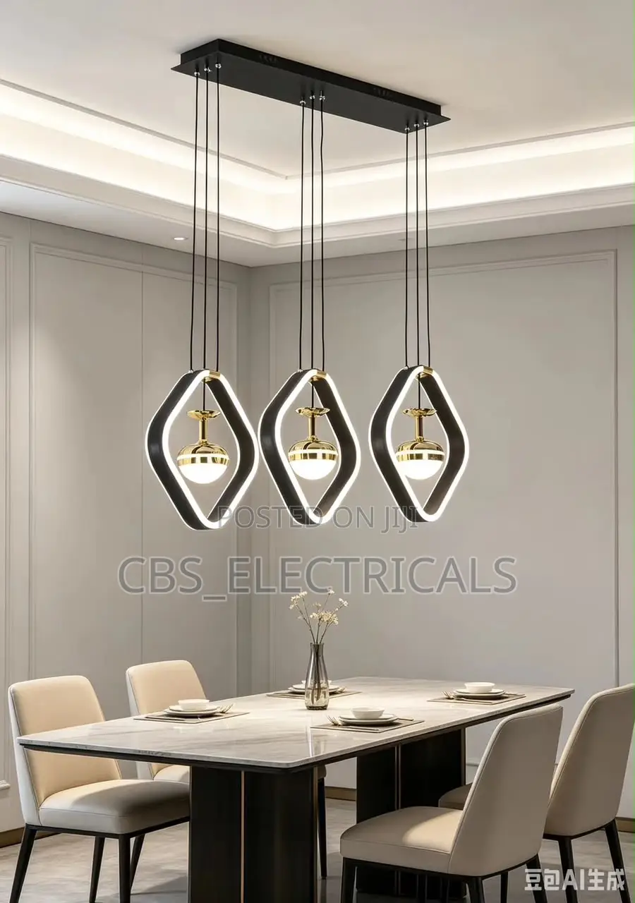 Modern Linear Diamond Geometric Chandelier
