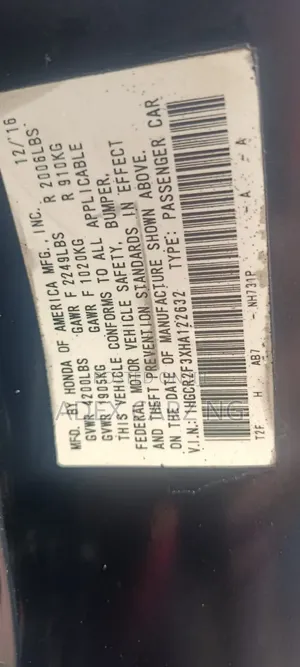 Honda Accord 2016 Black