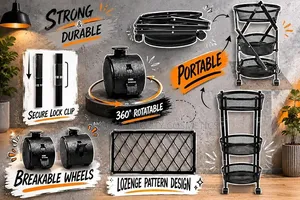 Foldable 3 Tier Multipurpose Storage Trolley With Wheels