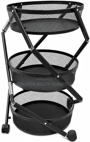 Foldable 3 Tier Multipurpose Storage Trolley With Wheels