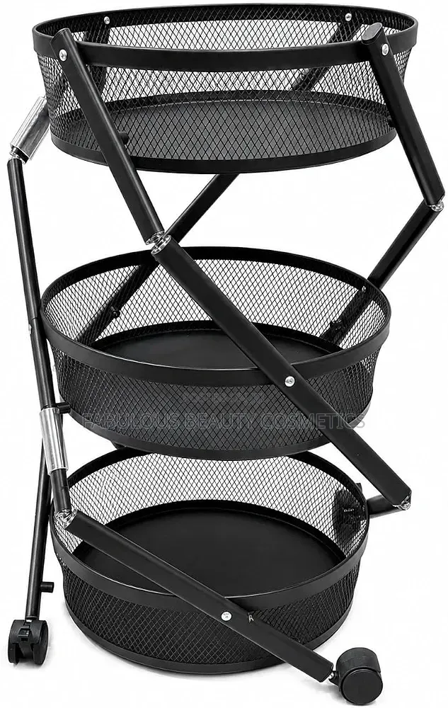 Foldable 3 Tier Multipurpose Storage Trolley With Wheels