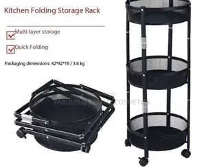 Foldable 3 Tier Multipurpose Storage Trolley With Wheels