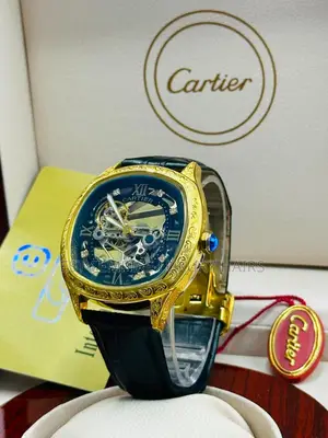 Automatic Cartier Leather Wristwatch