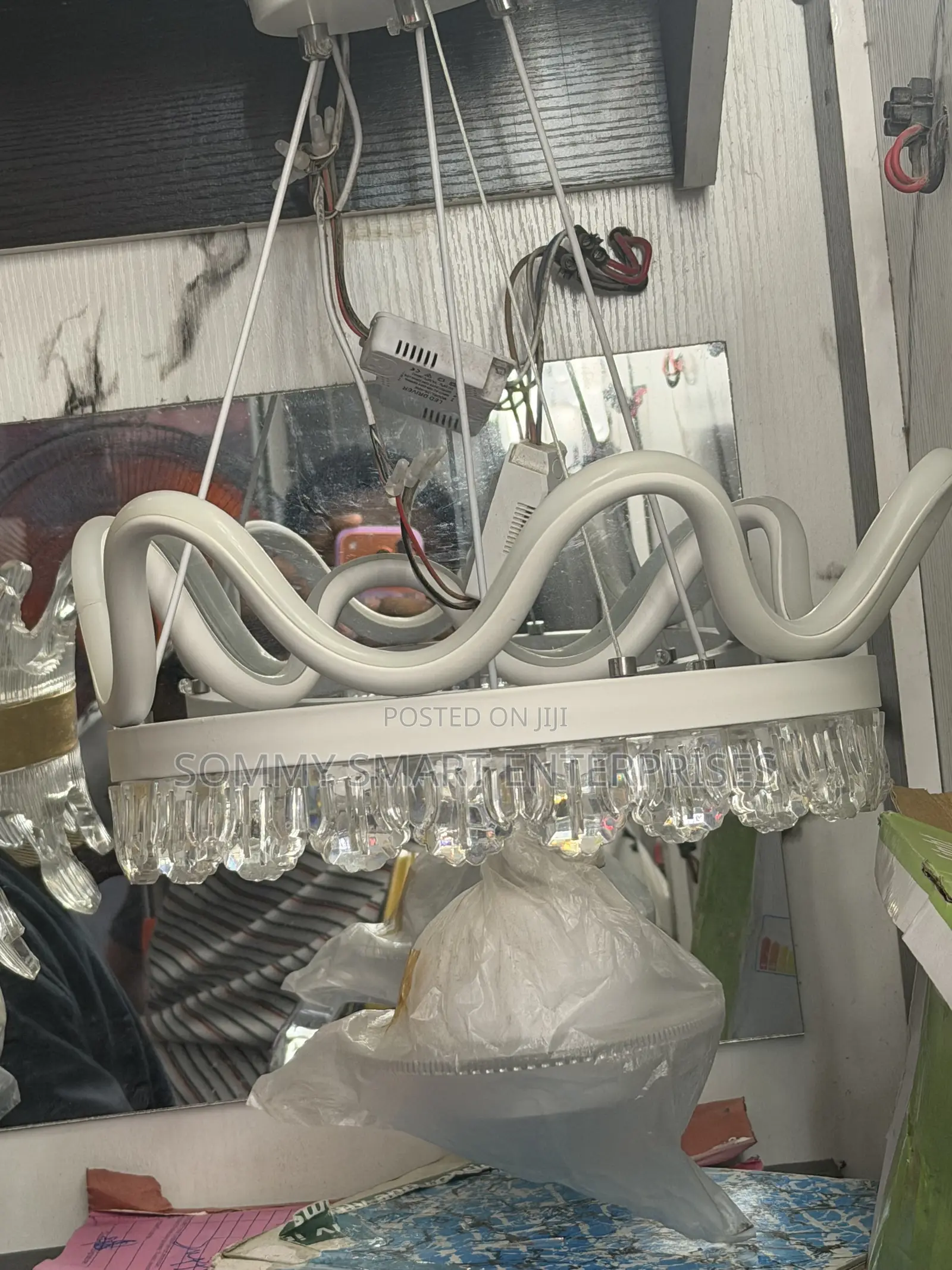Wave LED Crystal Ring Chandelier