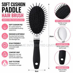 Soft Cushion Paddle Hair Brush – Gentle Scalp Massage Detangling