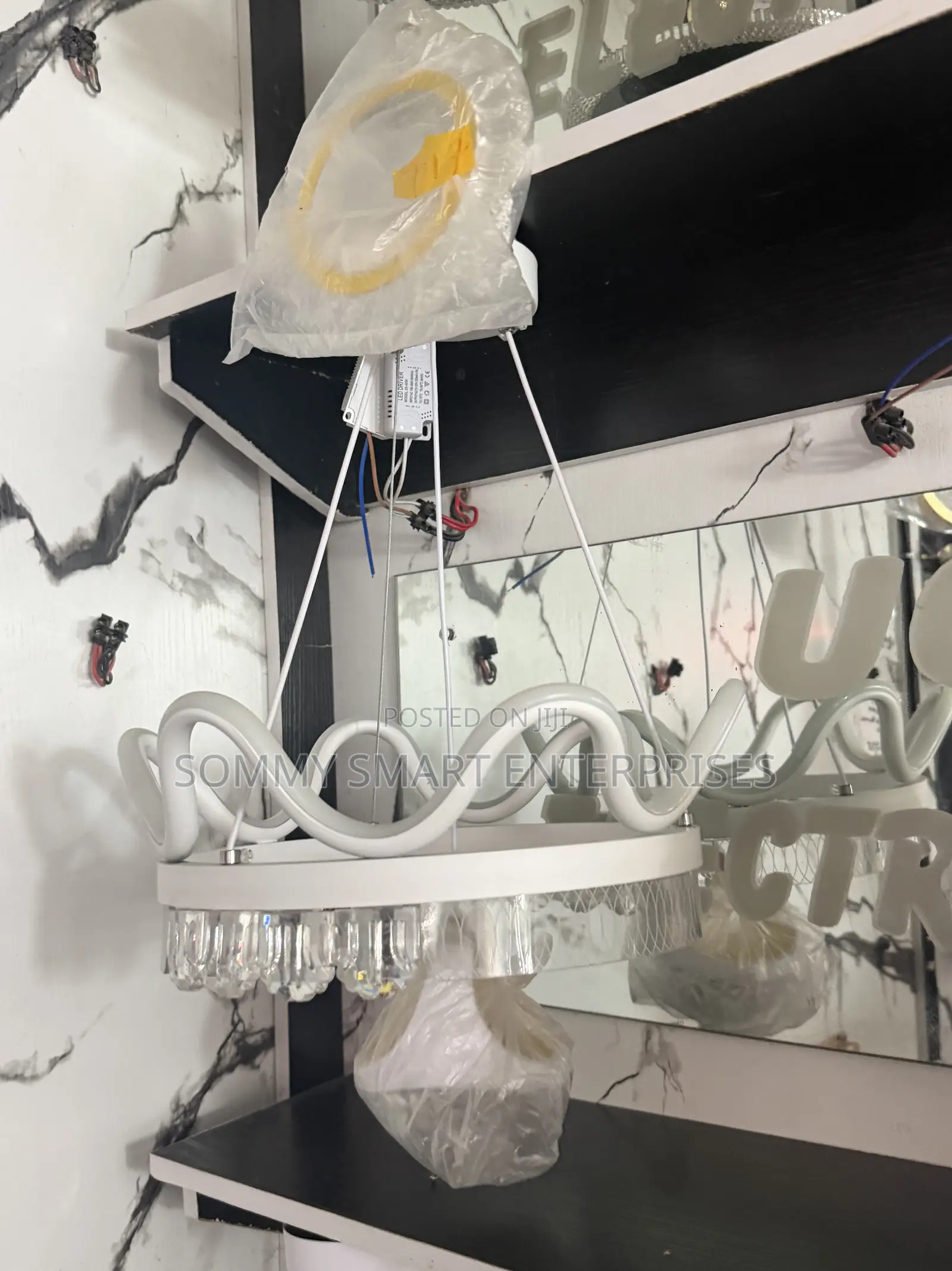 Wave LED Crystal Chandelier (White)