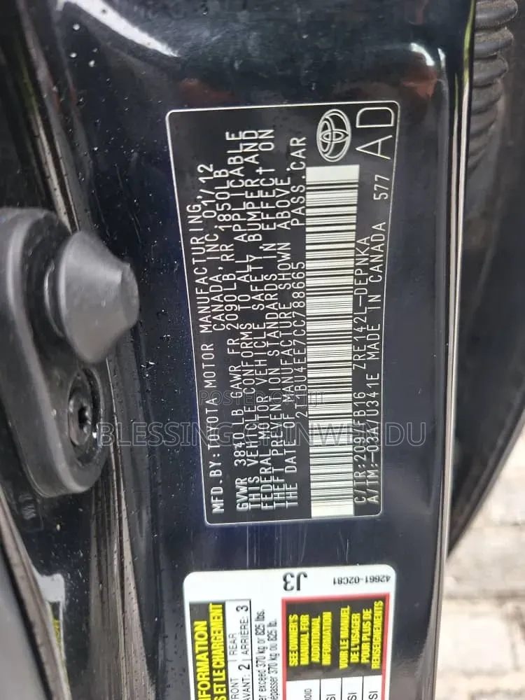 Toyota Corolla 2012 Black