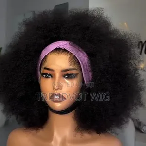 Afro Kinky Curly Human Hair Per Plucked M Shaped Hairline Glueless Wig