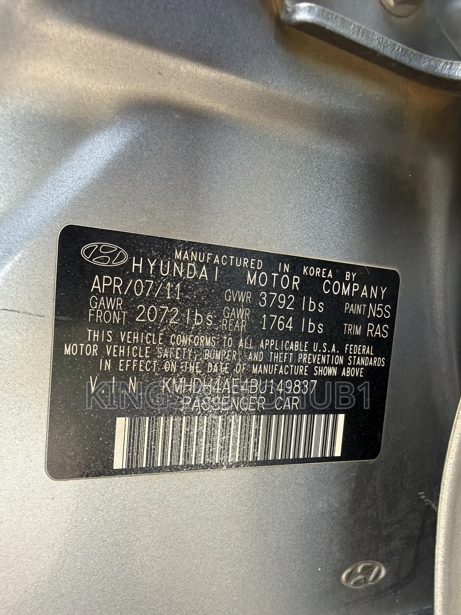 Hyundai Elantra Limited 2011 Gray