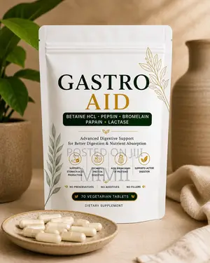 GastroAid Digestive Support – Betaine HCl, Pepsin, Bromelain Lactase