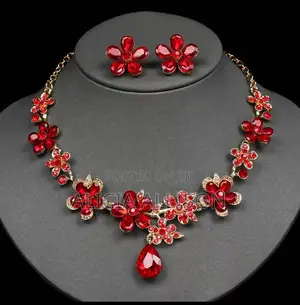Luxury Women’s Necklace Earrings Set (Black, Red, Blue More)