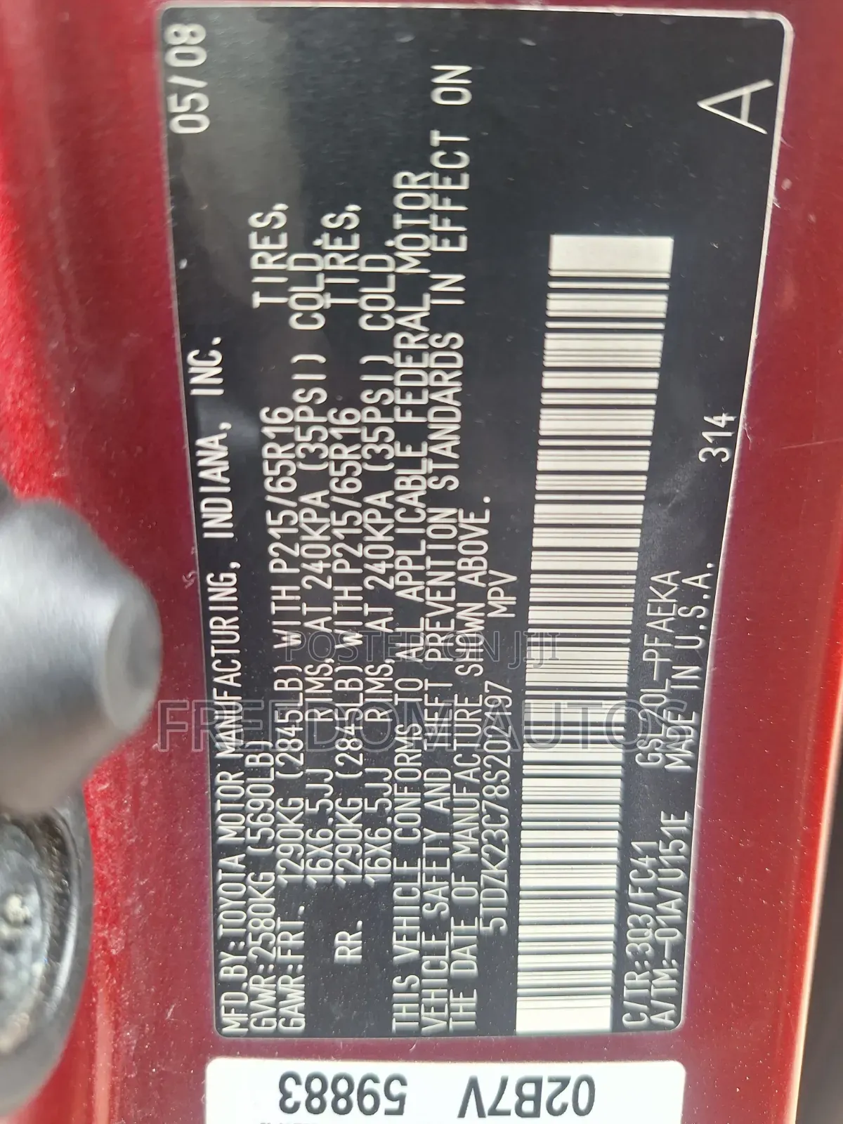 Toyota Sienna 2008 Red
