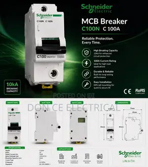 100amps 1pole MCB Schneider Breaker