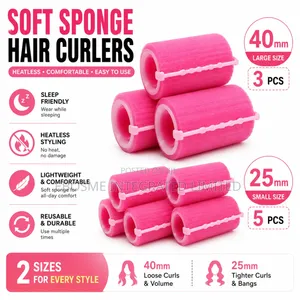 Heatless Soft Sponge Hair Curlers With Clip