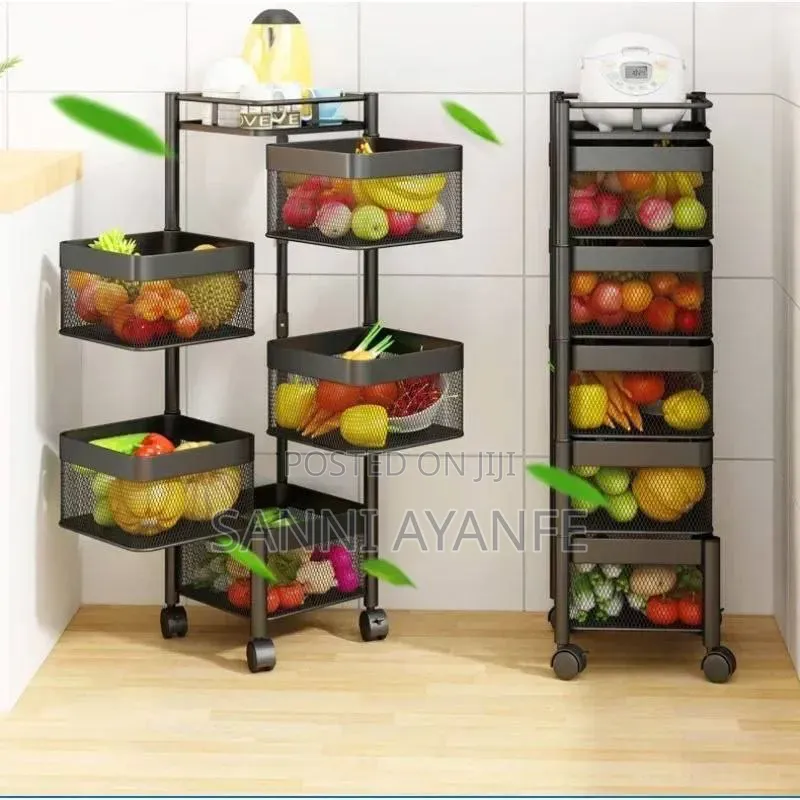 5 Layers Rotating Movable Kitchen Storage Rack