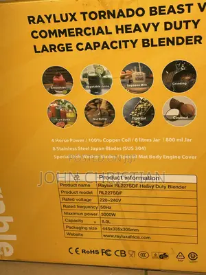 Raylux Tornado Beast Heavy Duty Blender