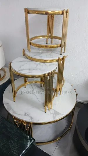 Set of Centre Table With 3 Side Stool Marble