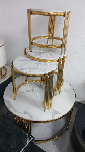Set of Centre Table With 3 Side Stool Marble