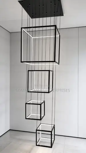 Geometric Cube LED Staircase Chandelier