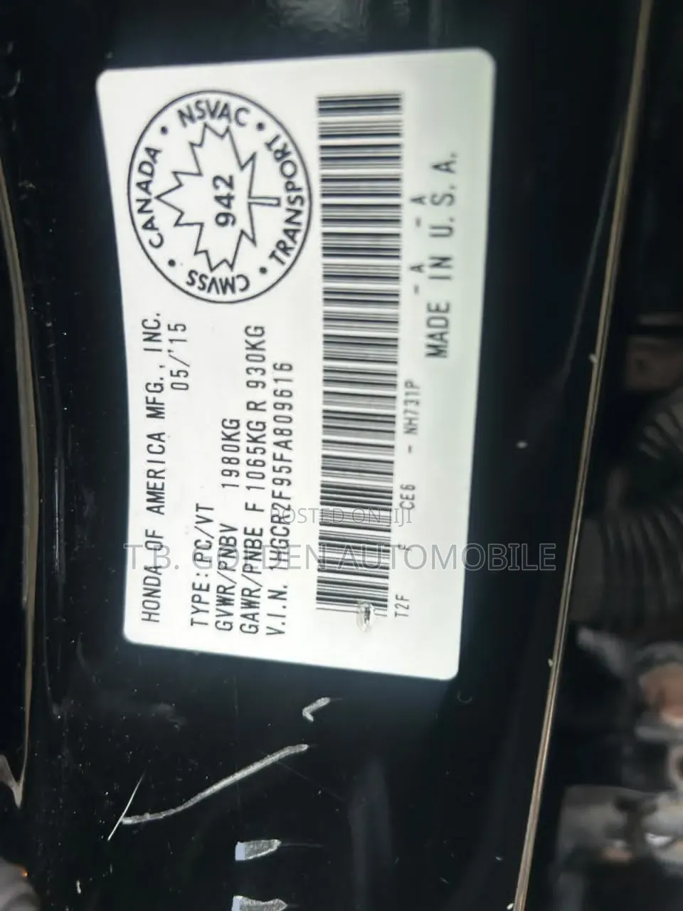 Honda Accord 2015 Black