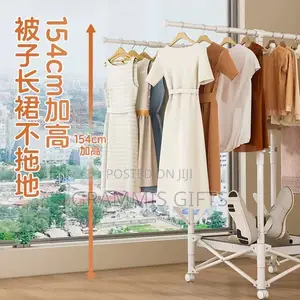 White Double-Pole Garment Rack
